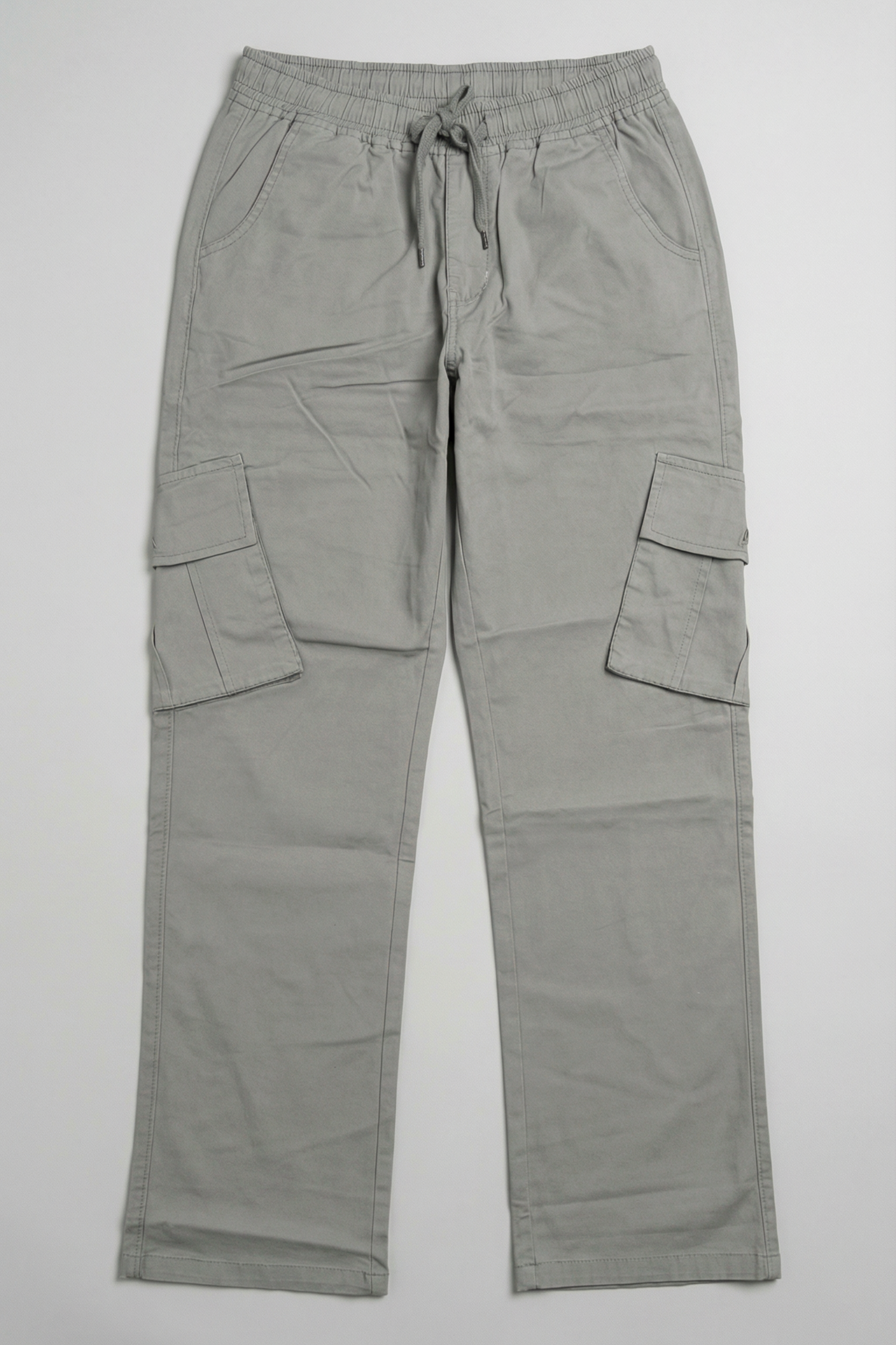Stone Grey Mid Rise Relaxed Fit Cargo Pants