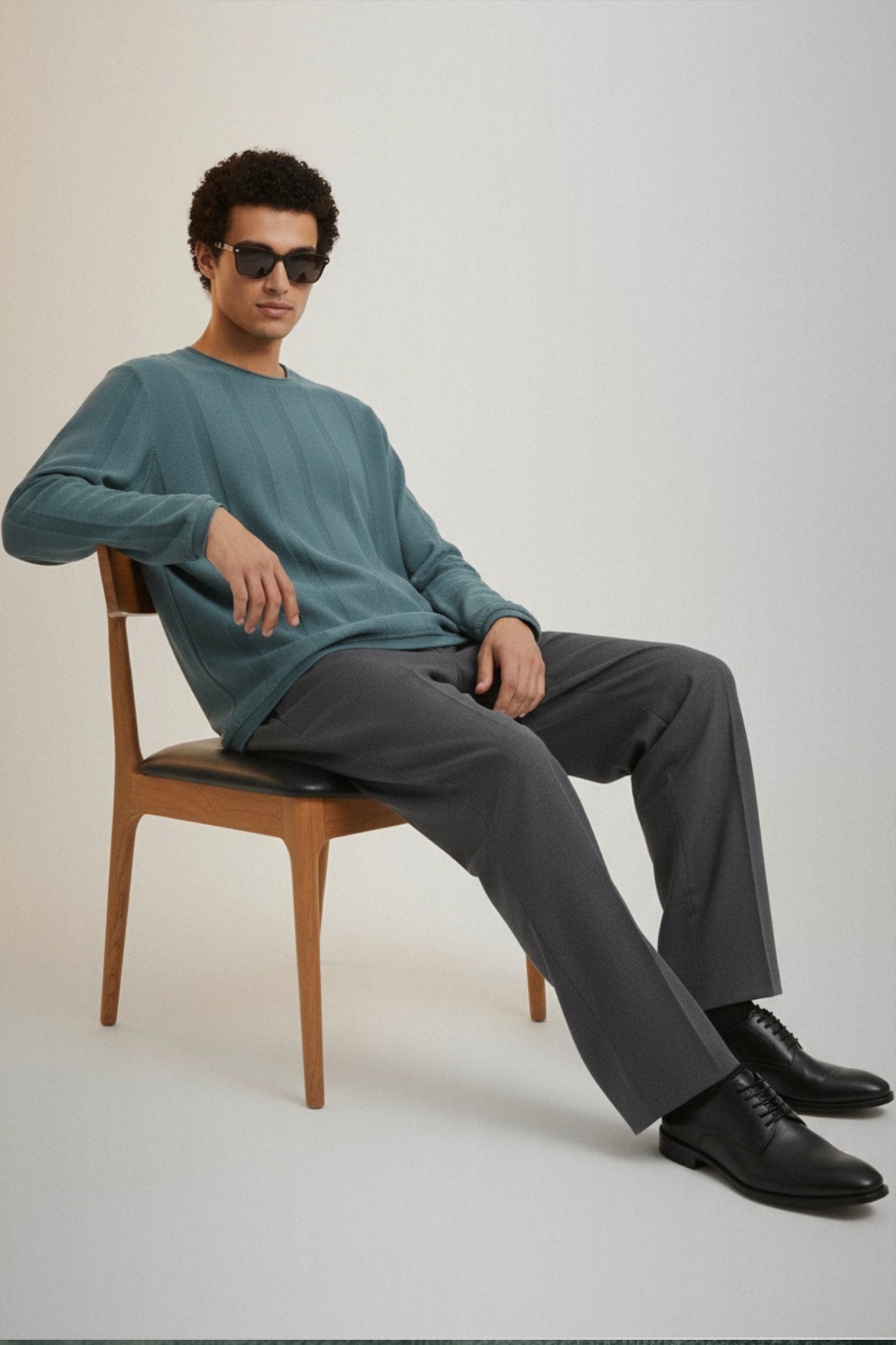 Parallel Calm – Dusty Teal Knit Tee