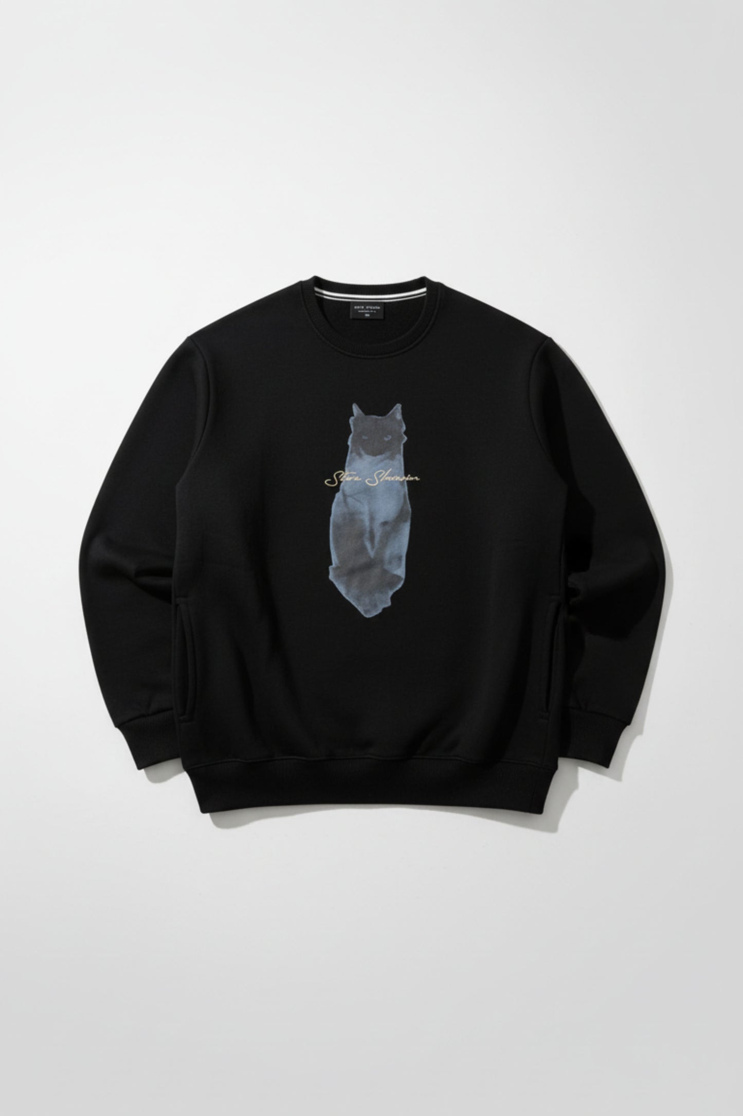 Shadow Cat Art Crewneck – Midnight Black