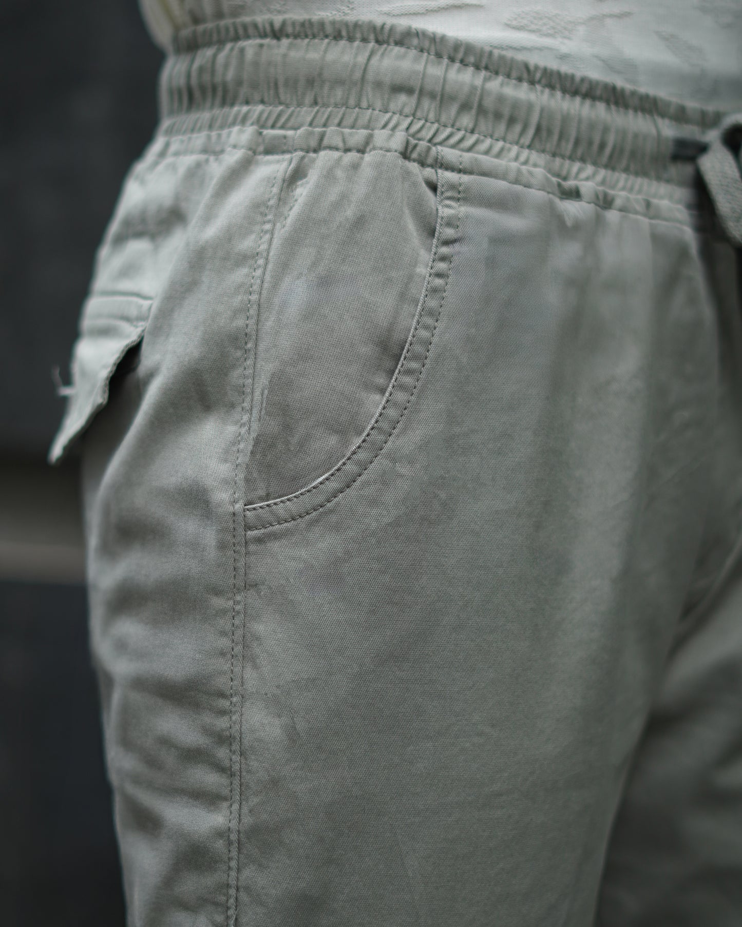 Stone Grey Mid Rise Relaxed Fit Cargo Pants
