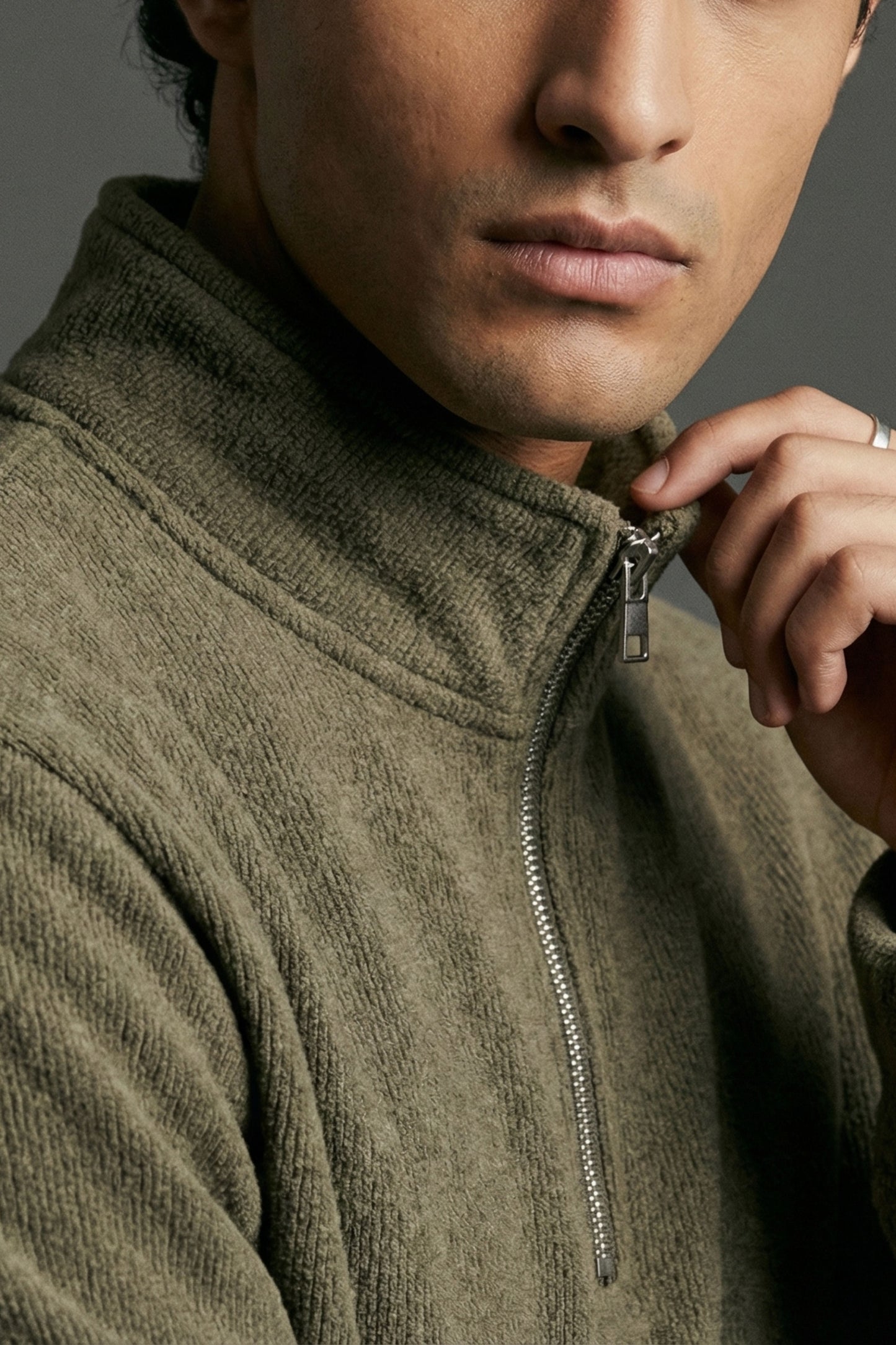 Utility Half-Zip – Olive Green