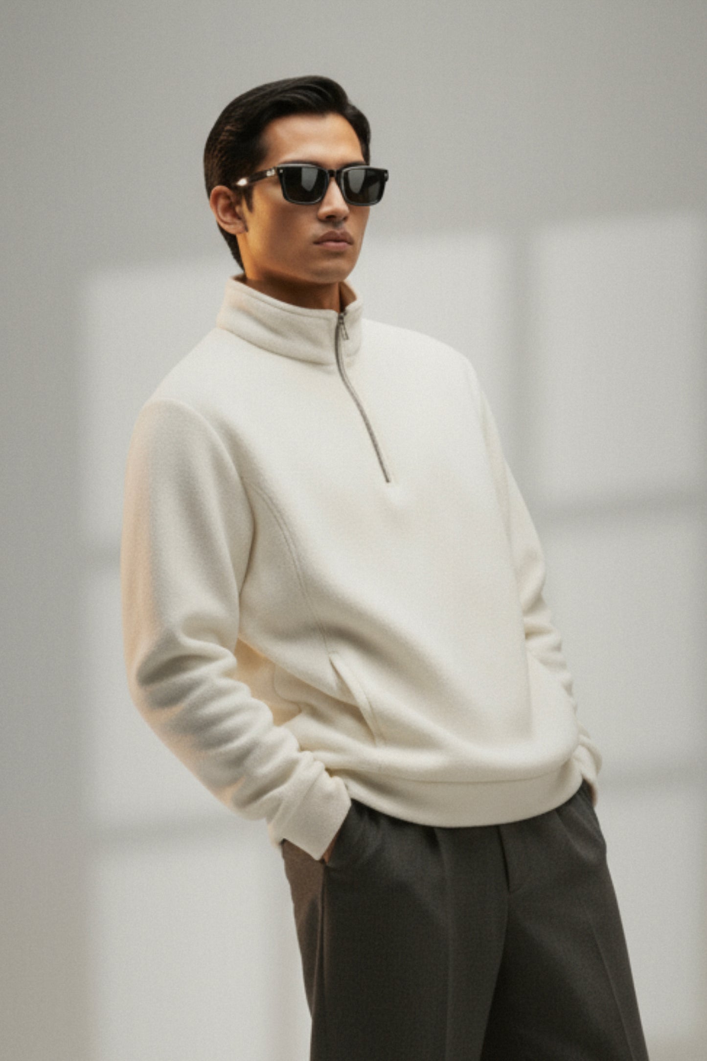 Still Current – Ivory Drift Sherpa Half-Zip