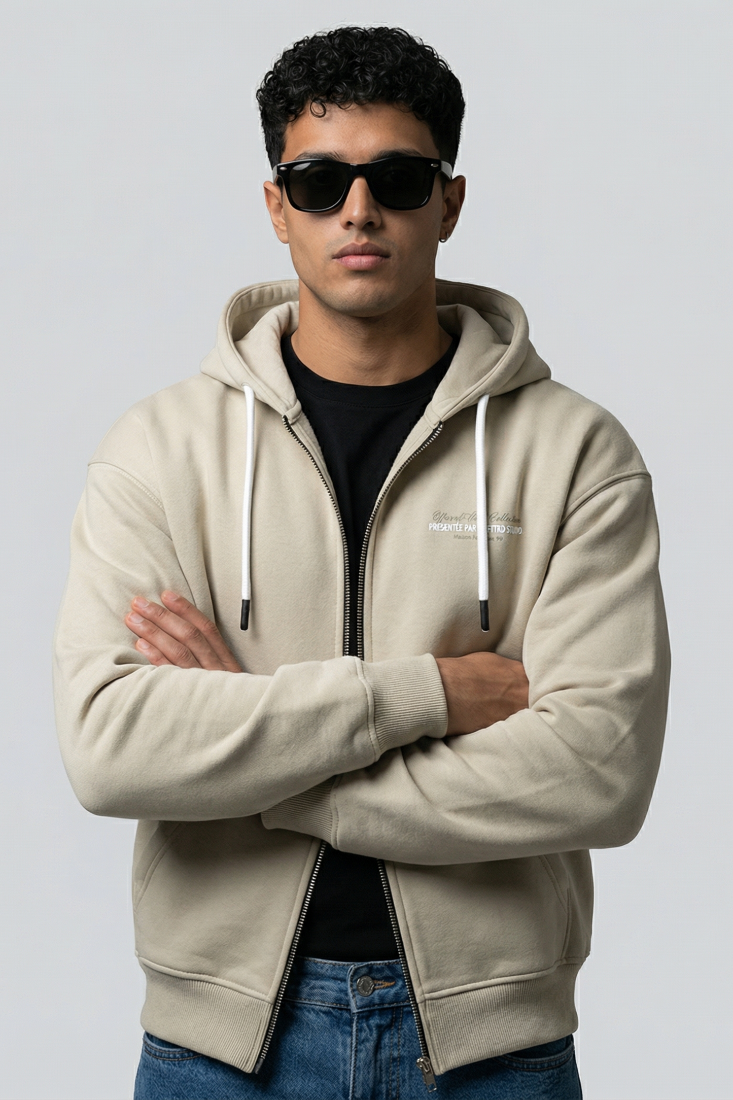 Studio Script Zip Hoodie –Pistachio Ecru