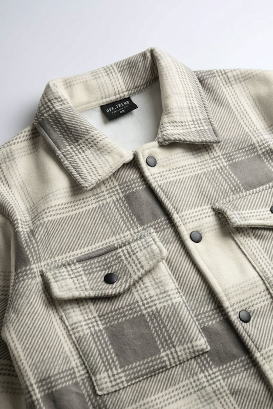 Arctic Check Shacket – Cream & Grey
