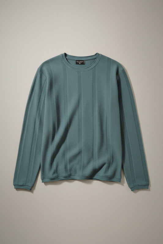 Parallel Calm – Dusty Teal Knit Tee
