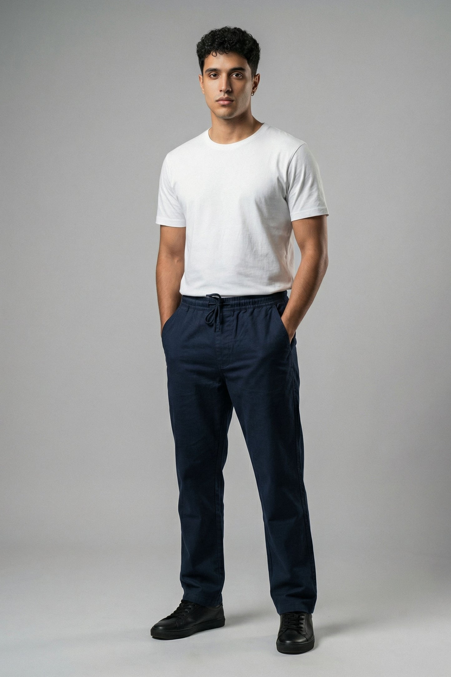 UrbanEase Linen Comfort Trousers — Midnight Navy