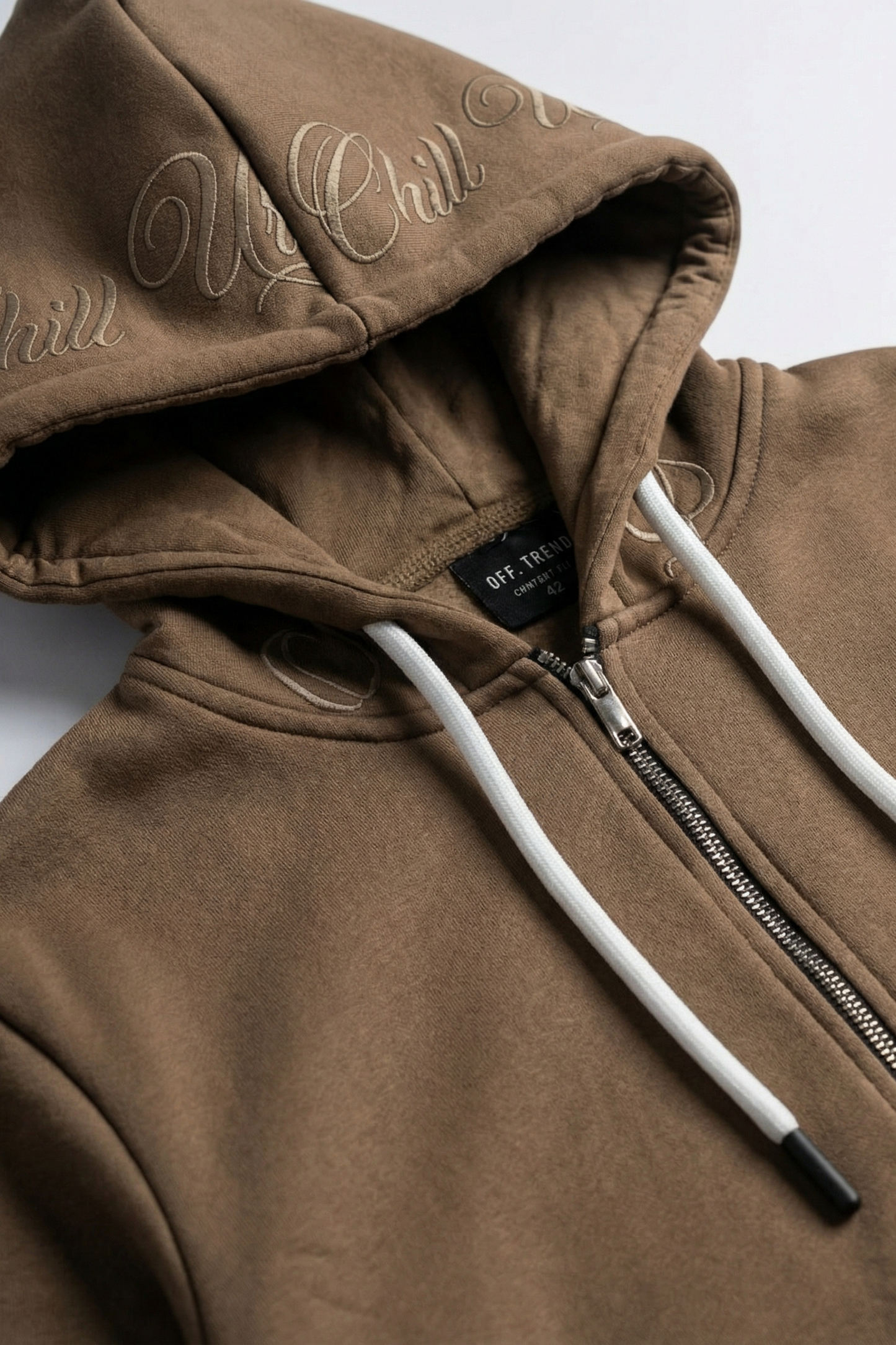 Chill Script Zip Hoodie – Mocha