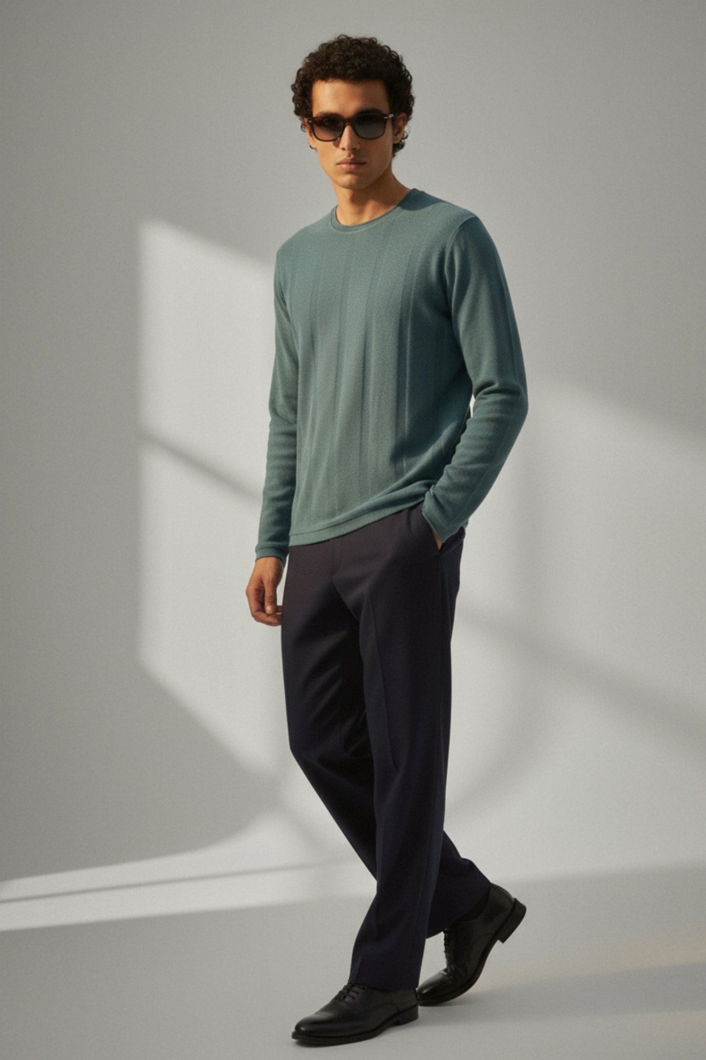 Parallel Calm – Dusty Teal Knit Tee
