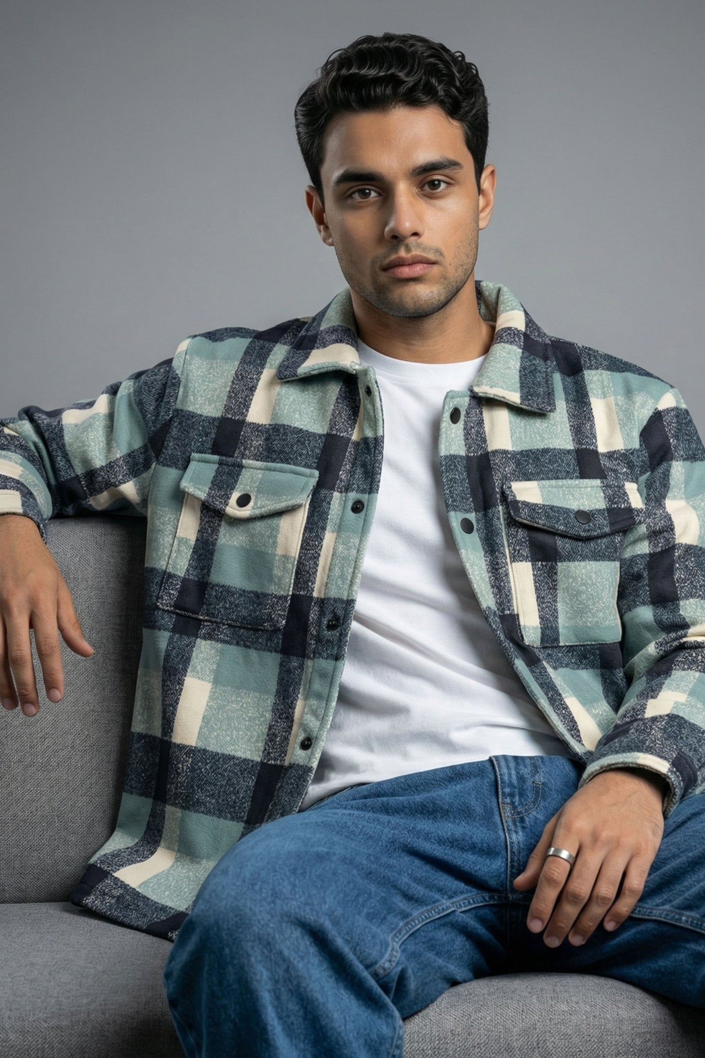 Ocean Check Shacket – Teal & Navy