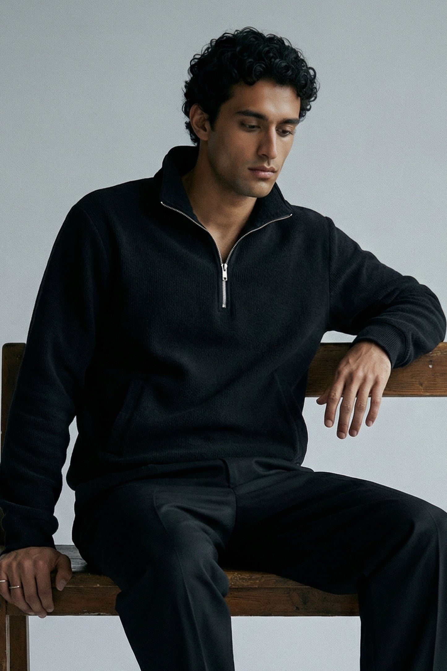 Utility Half-Zip – Jet Black