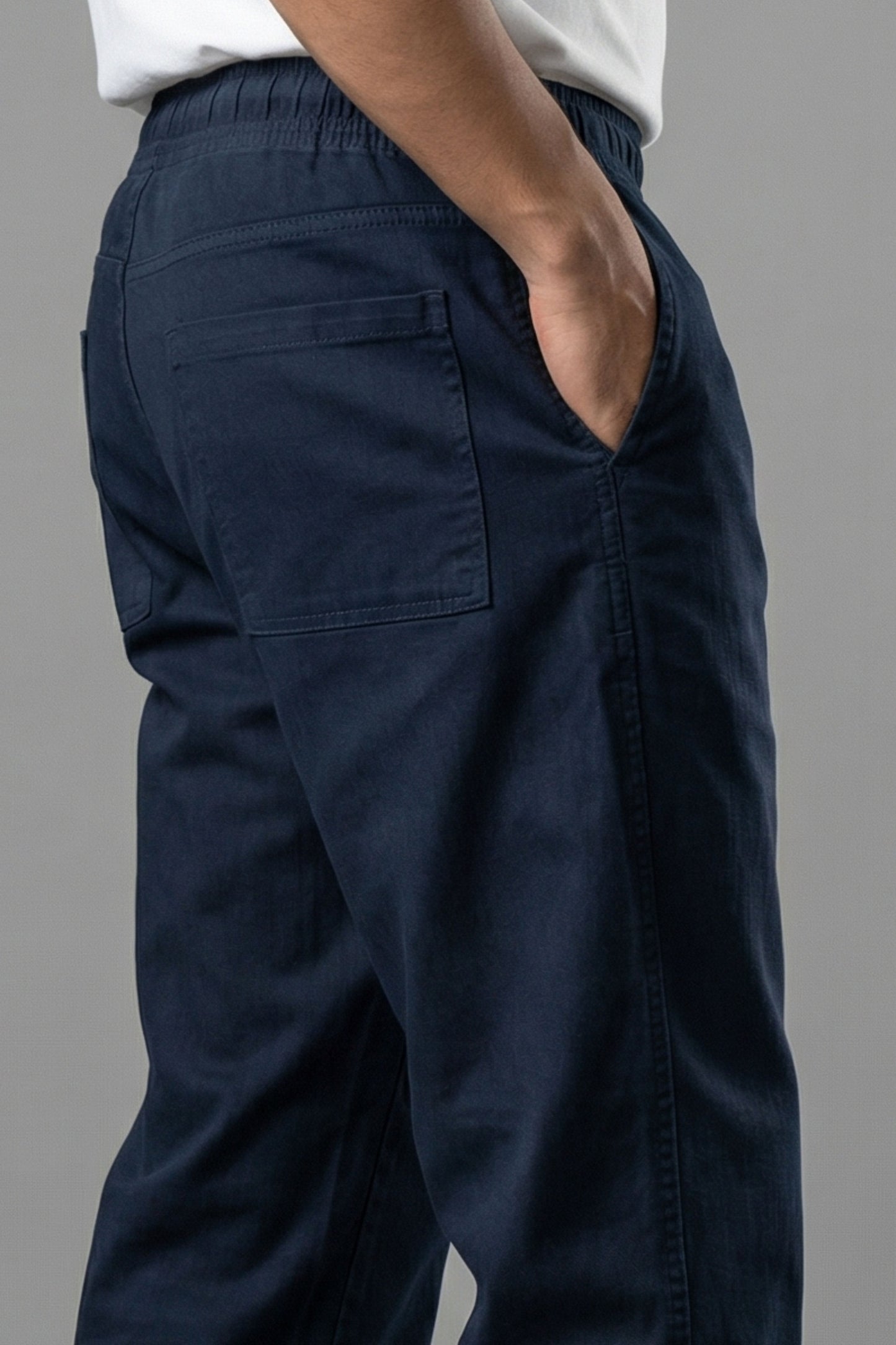 UrbanEase Linen Comfort Trousers — Midnight Navy