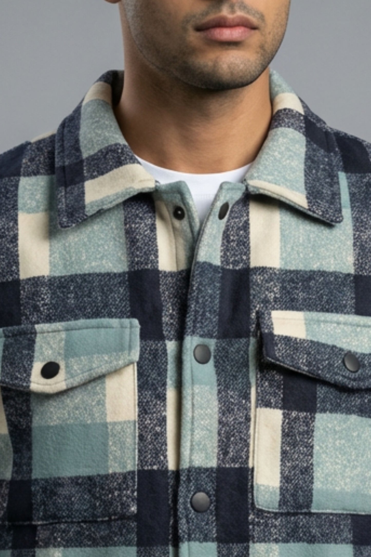 Ocean Check Shacket – Teal & Navy