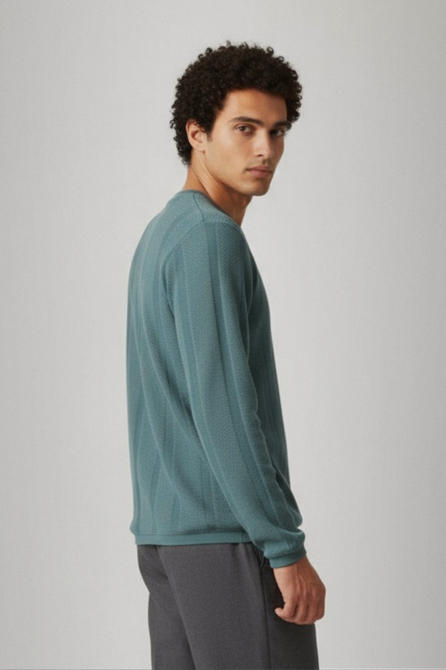 Parallel Calm – Dusty Teal Knit Tee