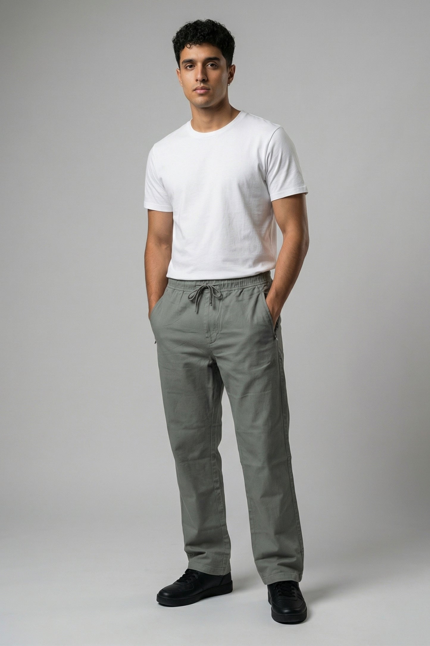 UrbanEase Linen Comfort Trousers — Olive Mist