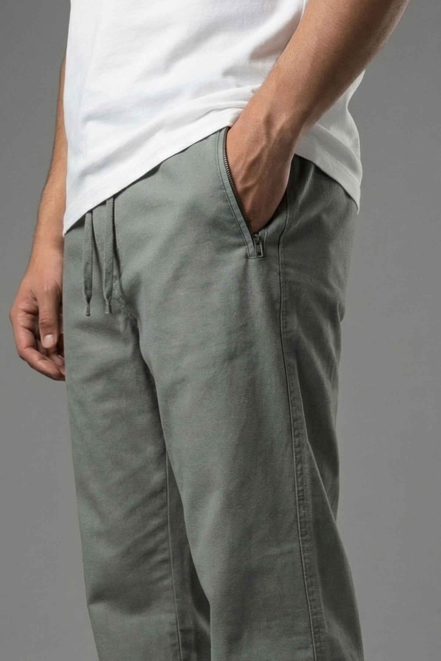UrbanEase Linen Comfort Trousers — Olive Mist