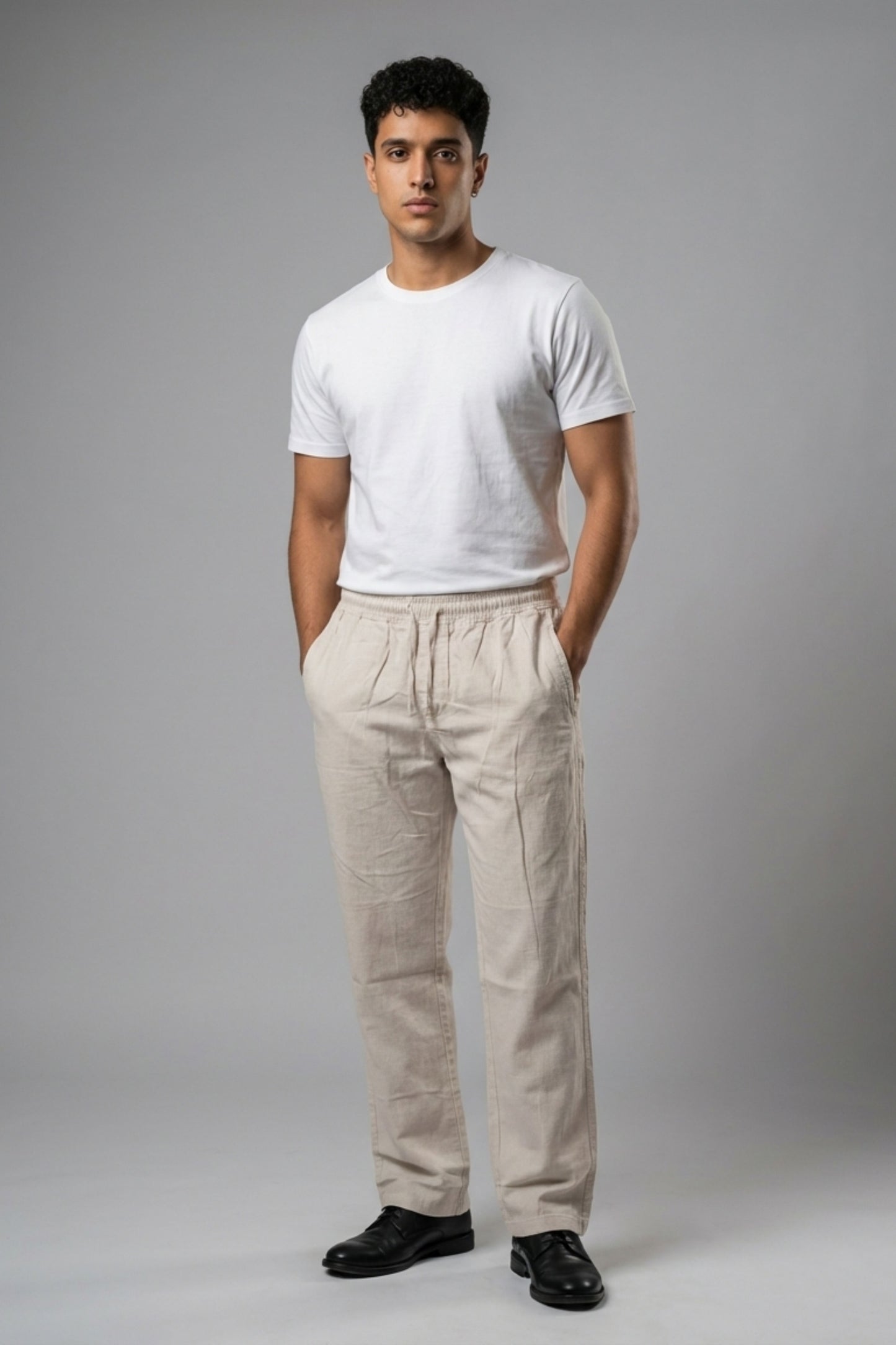 UrbanEase Linen Comfort Trousers — Soft Sand