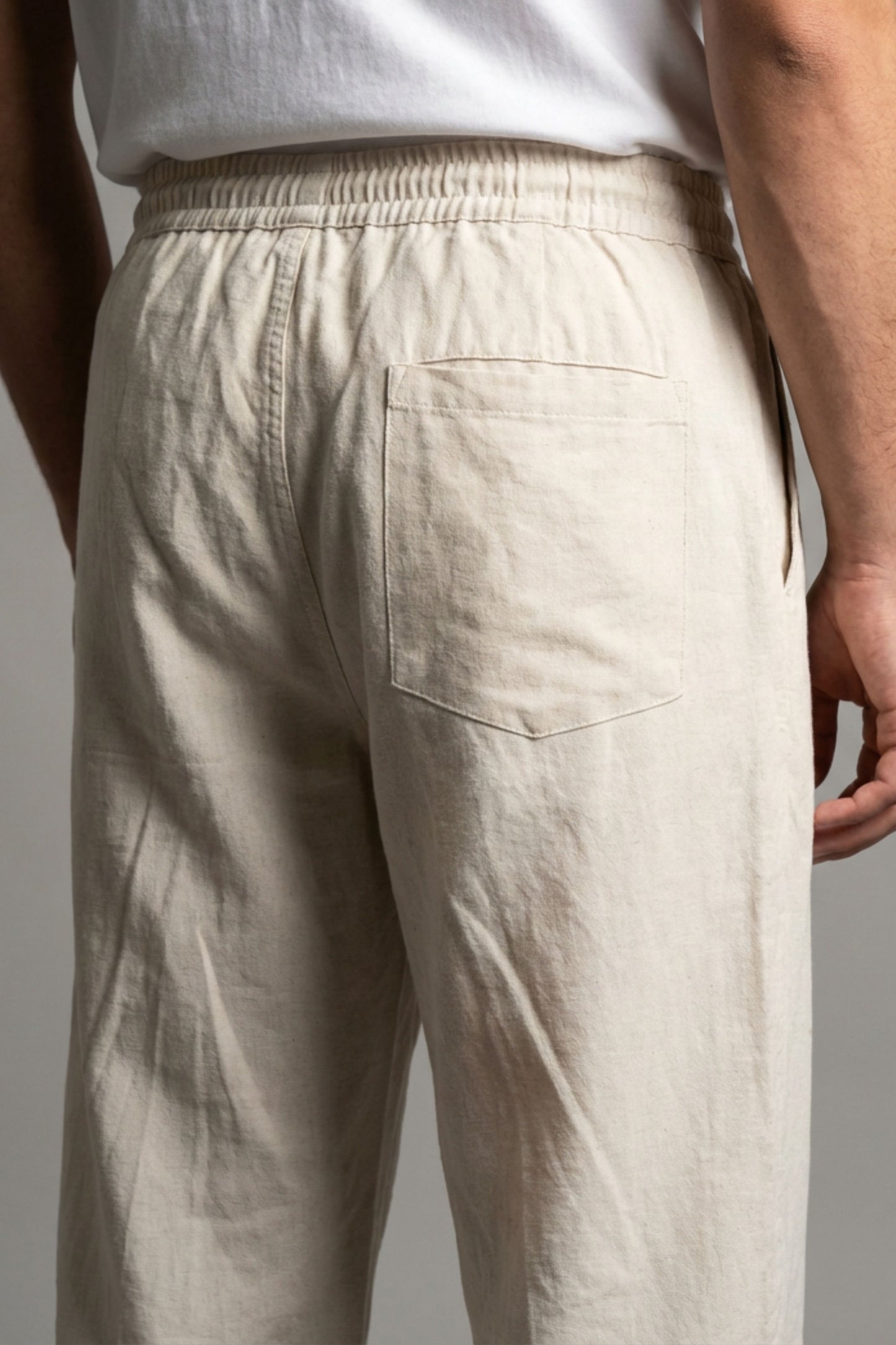 UrbanEase Linen Comfort Trousers — Soft Sand