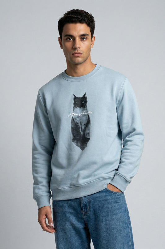Shadow Cat Art Crewneck – Frost Blue