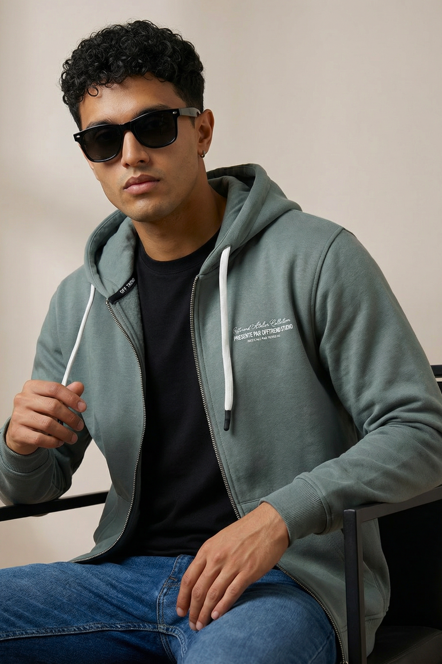 Studio Script Zip Hoodie – Mineral Sage