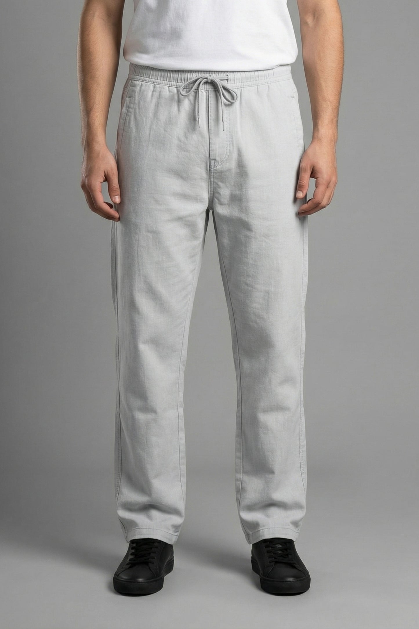 UrbanEase Linen Comfort Trousers — Pearl Ash