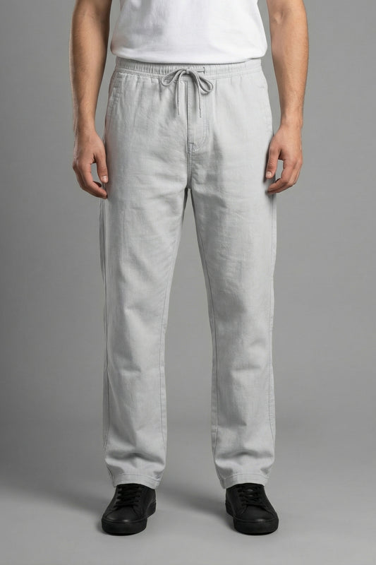 UrbanEase Linen Comfort Trousers — Pearl Ash