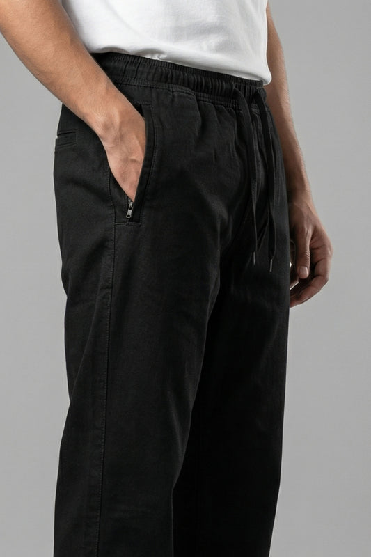 UrbanEase Linen Comfort Trousers — Jet Black
