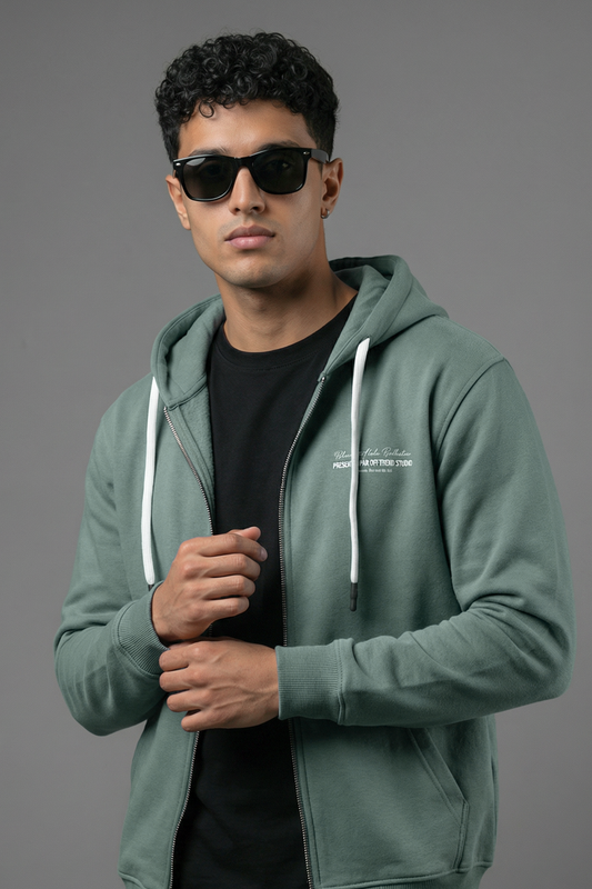 Studio Script Zip Hoodie – Mineral Sage