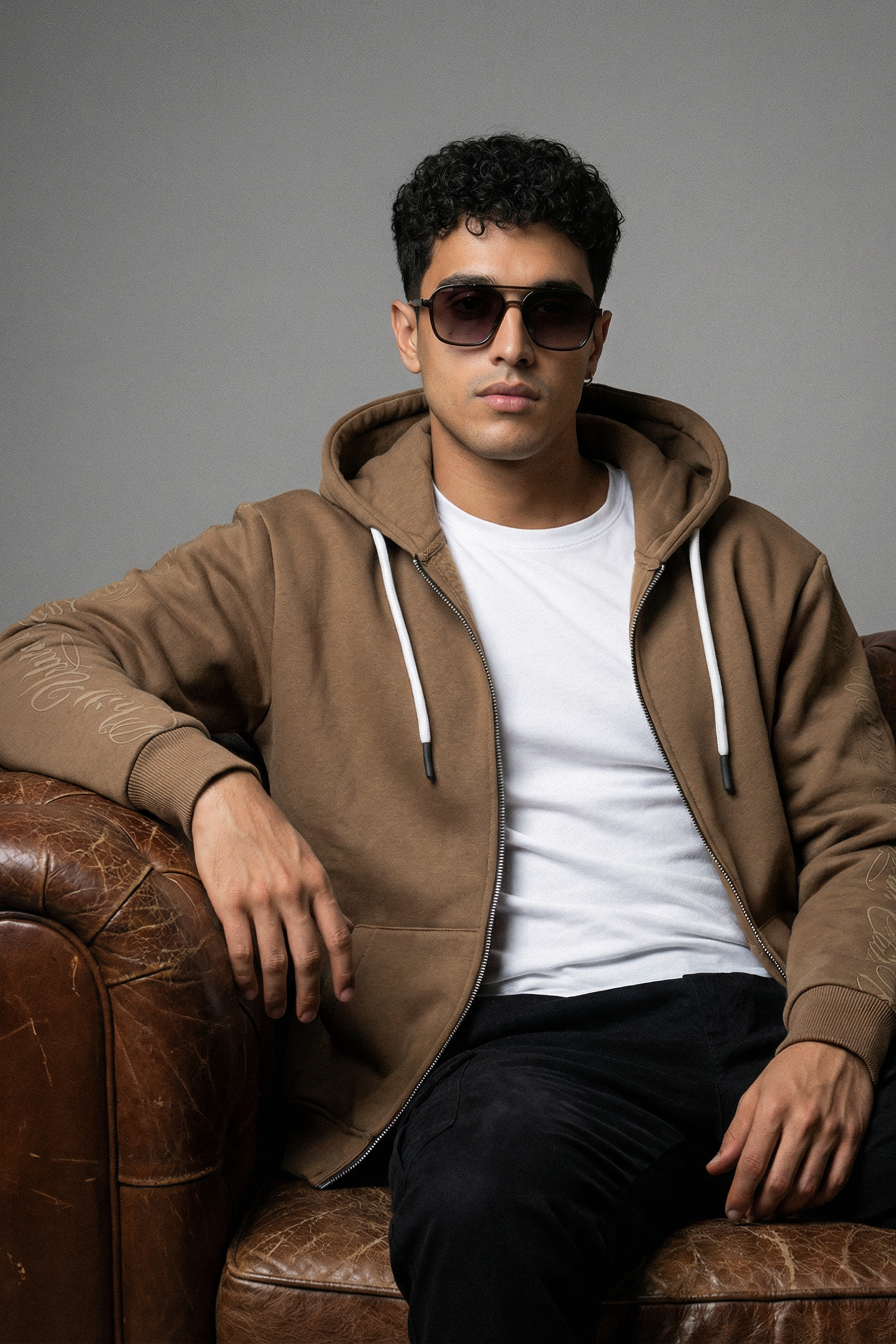 Chill Script Zip Hoodie – Mocha