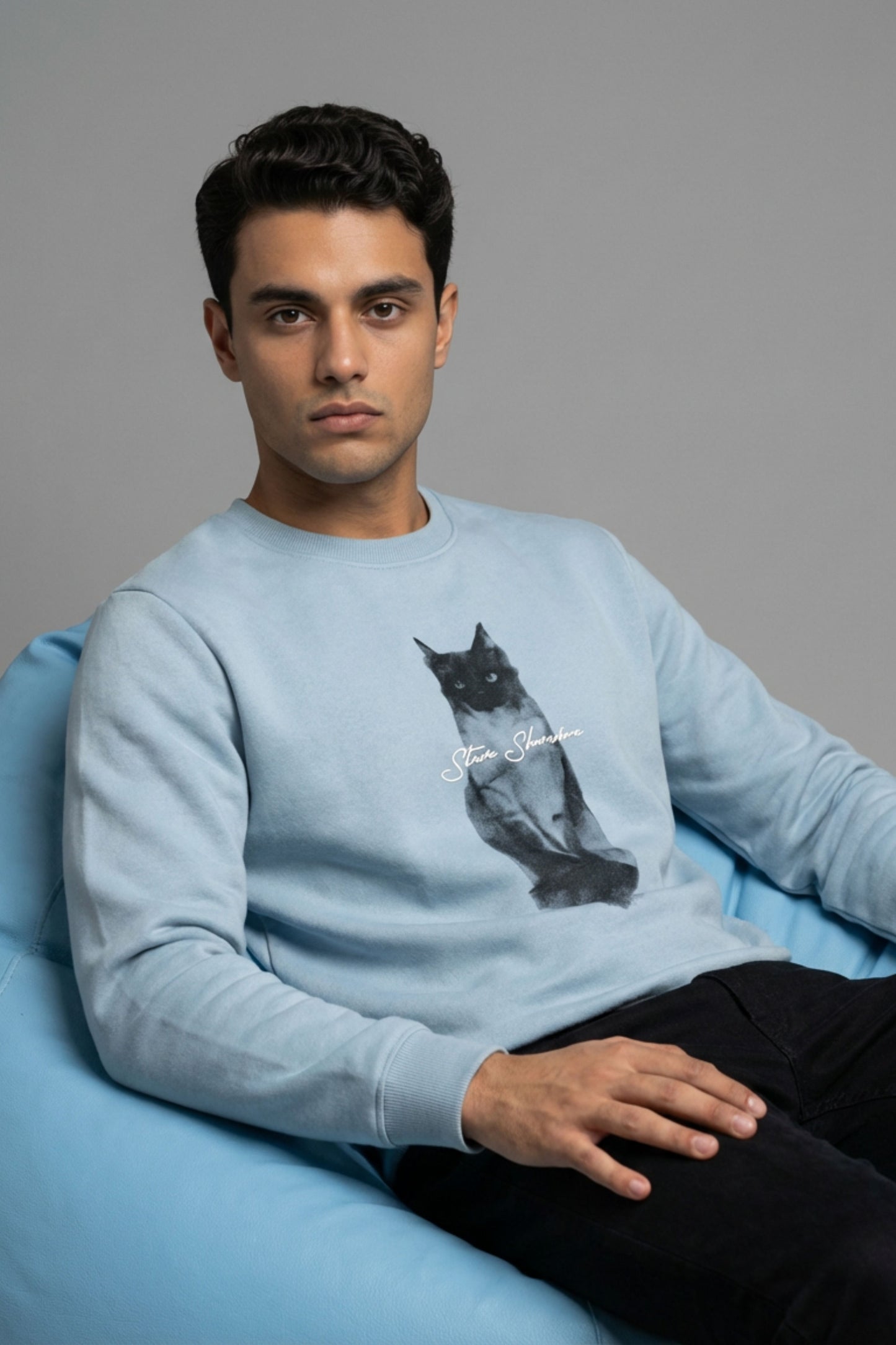 Shadow Cat Art Crewneck – Frost Blue