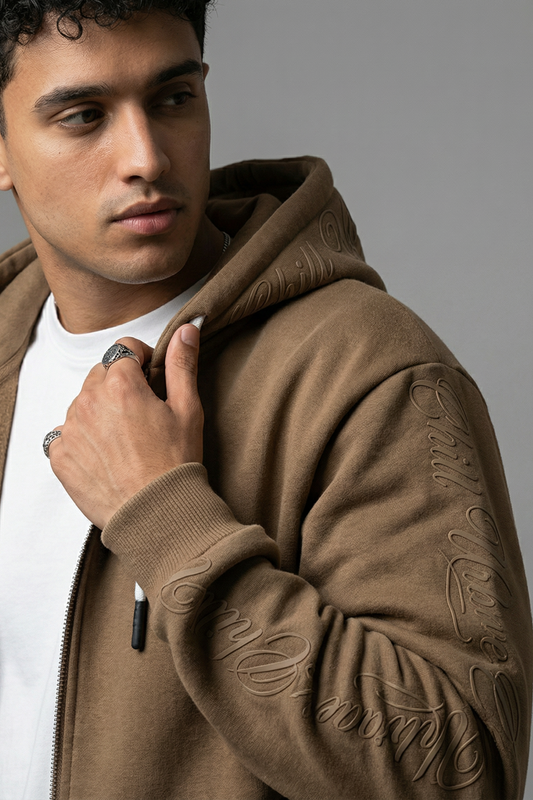 Chill Script Zip Hoodie – Mocha