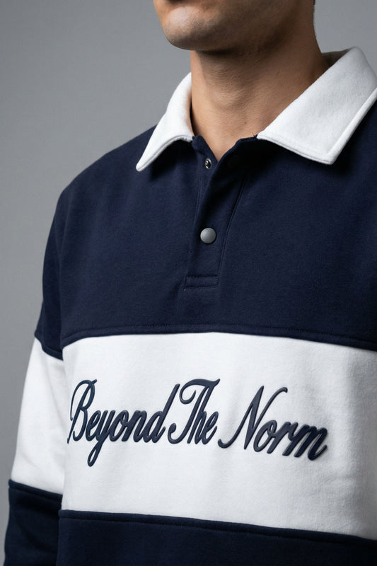 Beyond The Norm Rugby Sweatshirt – Navy & White