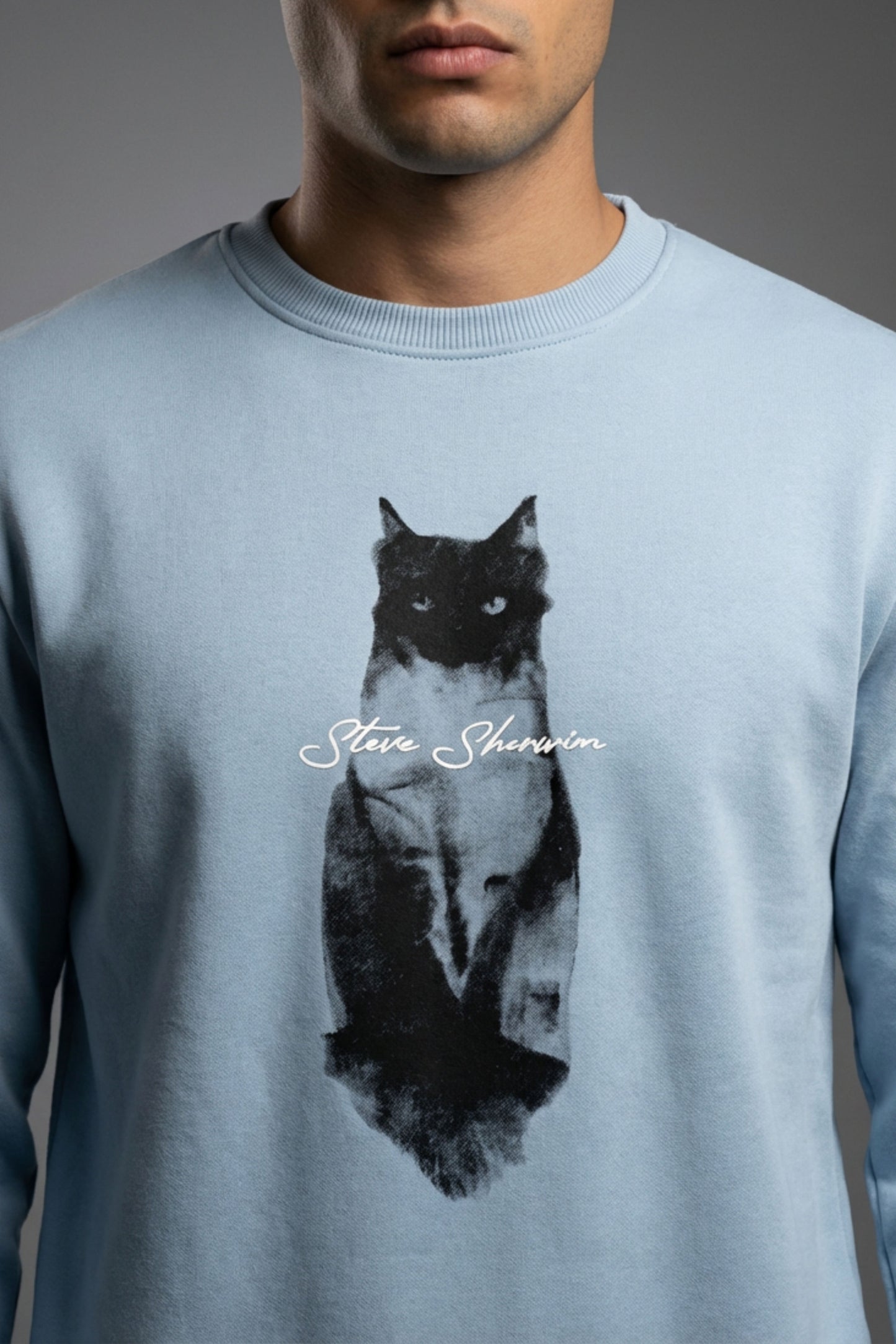 Shadow Cat Art Crewneck – Frost Blue