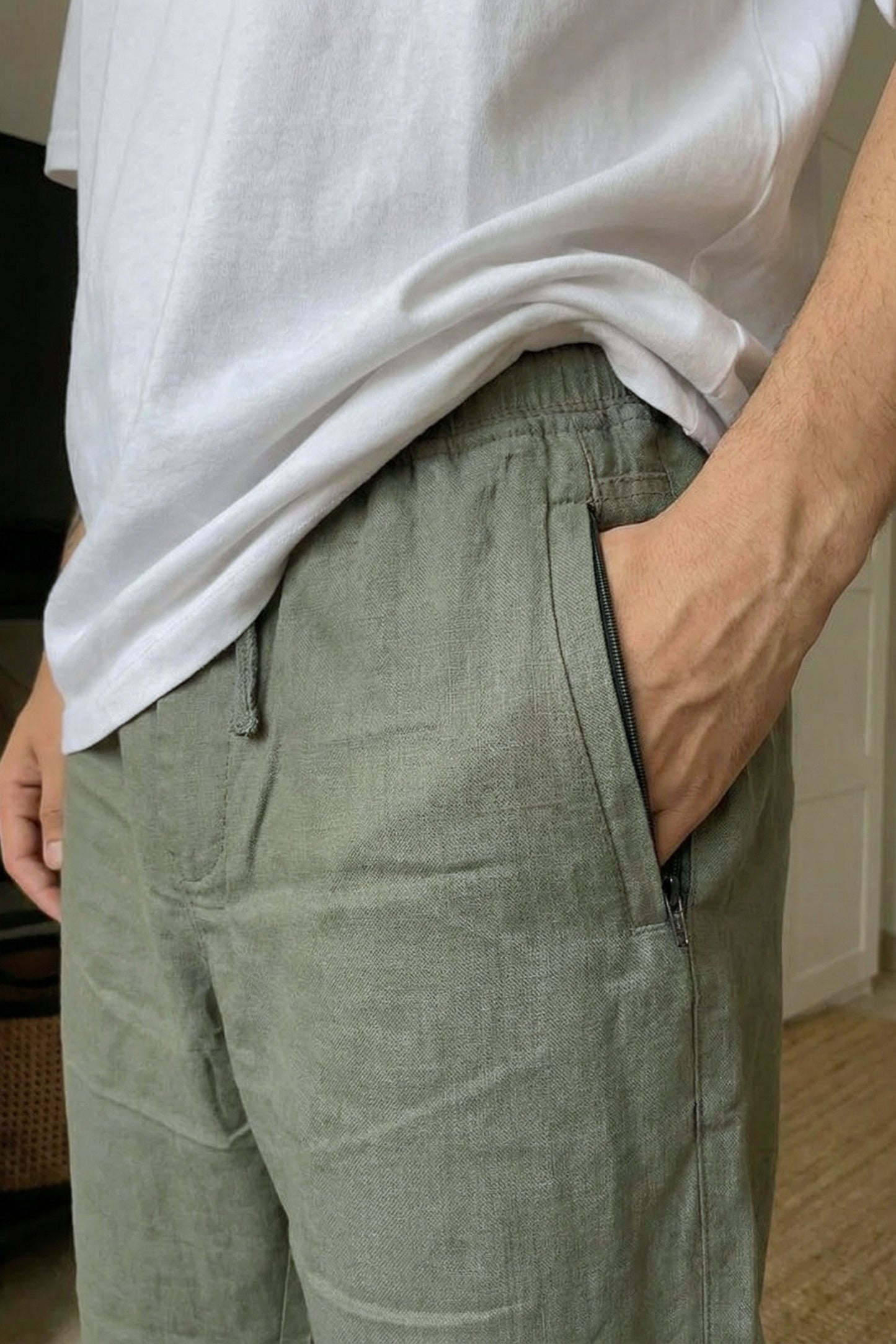 The Ease Trouser — Olive Mist