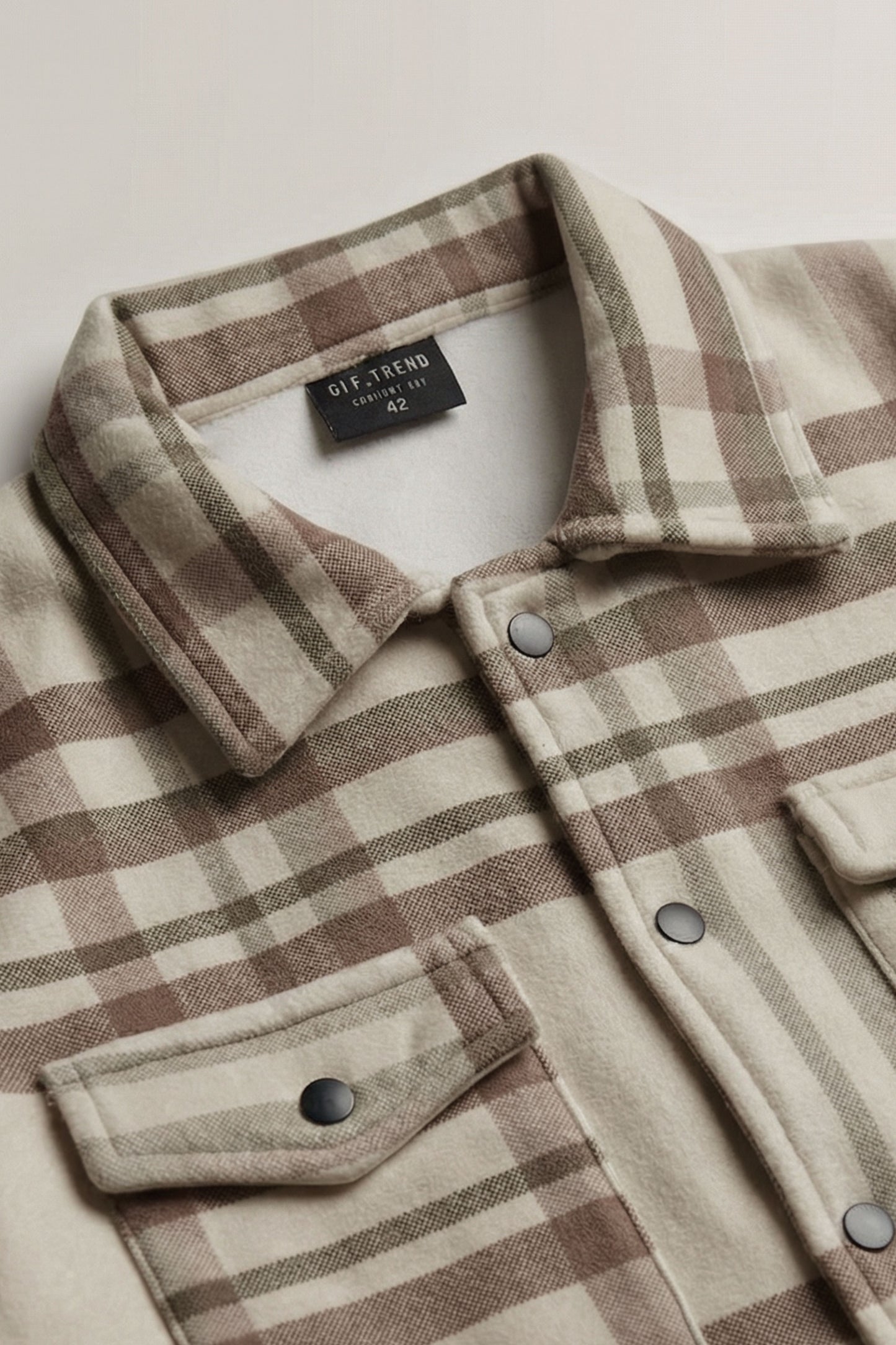 Neutral Check Shacket – Cream & Brown