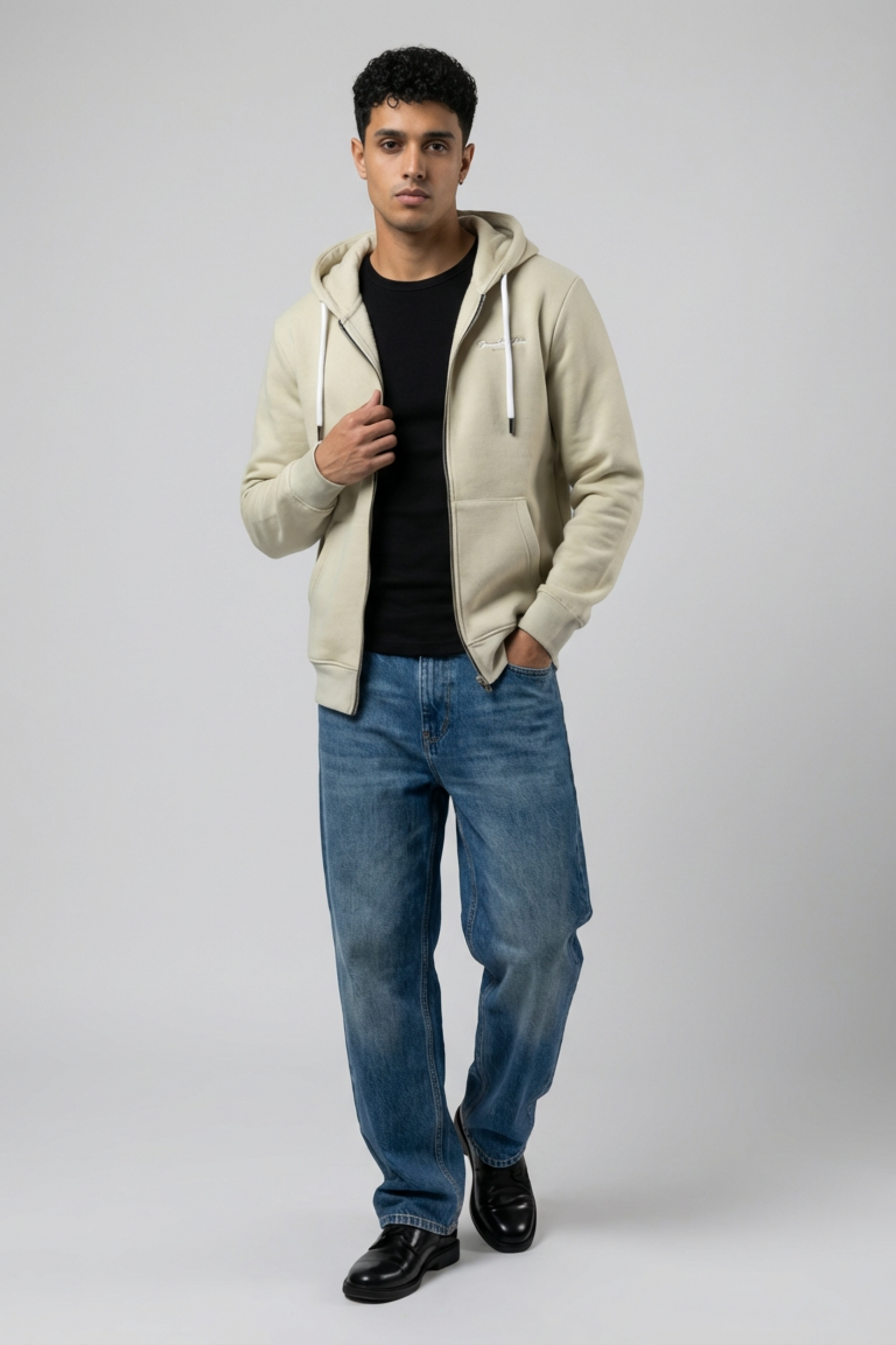 Studio Script Zip Hoodie –Pistachio Ecru