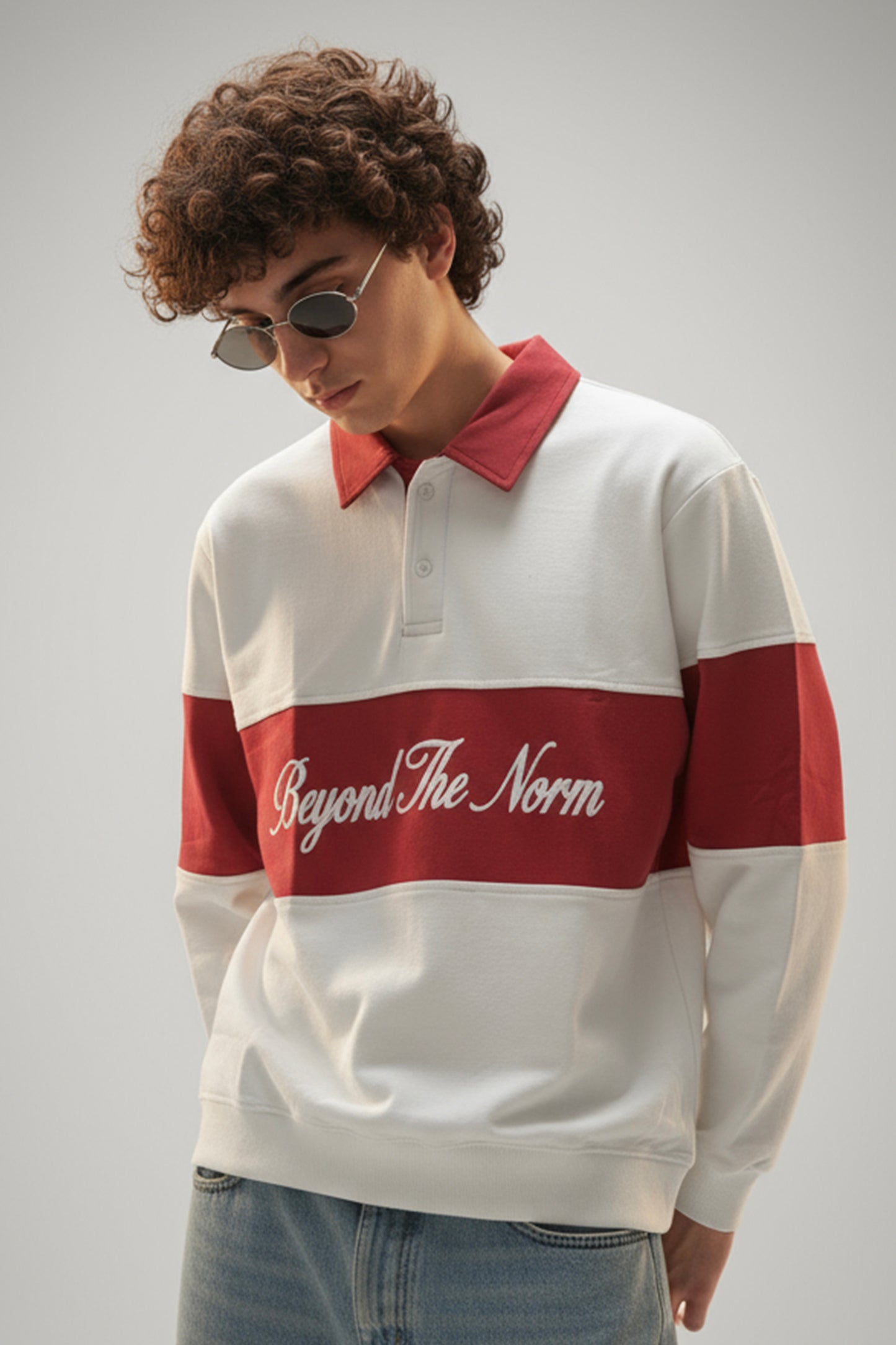 Deviation Code - Rouge Contrast Cotton Looper Sweatshirt
